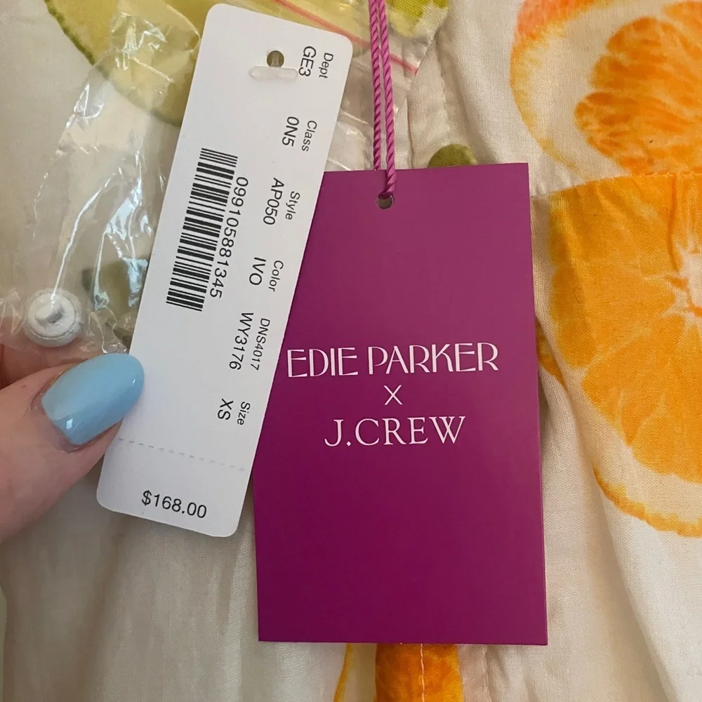Edie Parker x J.Crew Citrus Print Button-Front Maxi Dress XS NWT